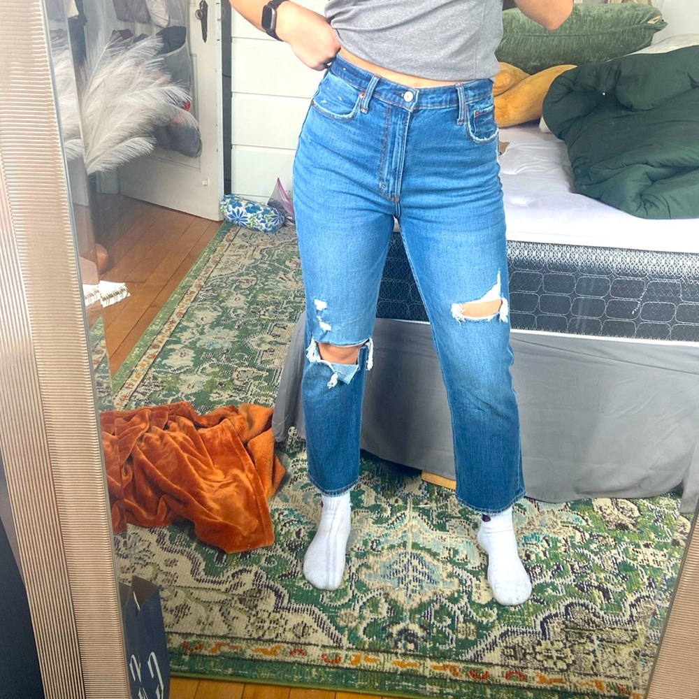 Abercrombie high risk ankle straight jeans